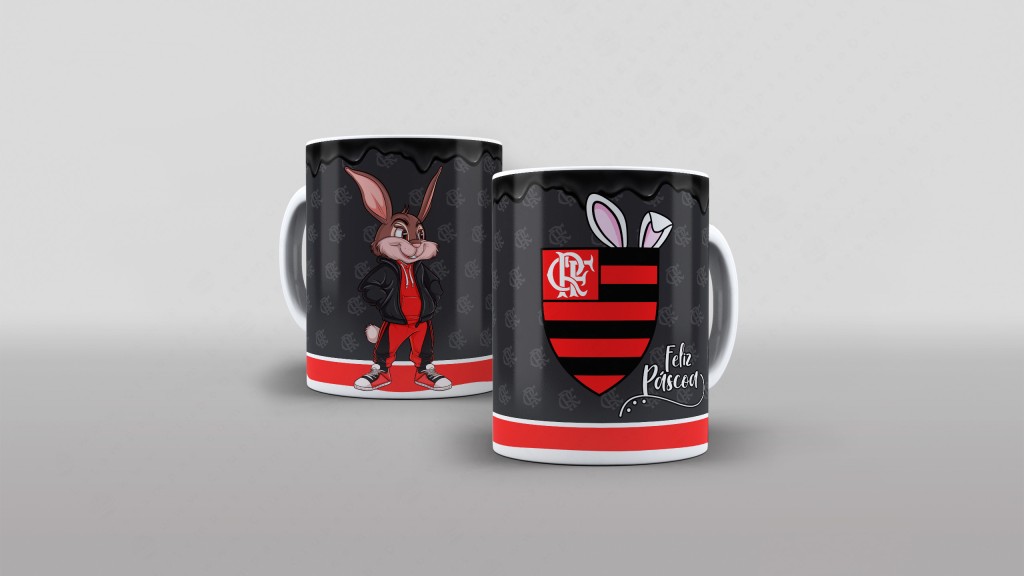 Arte mascote da pascoa time flamengo para caneca-6070