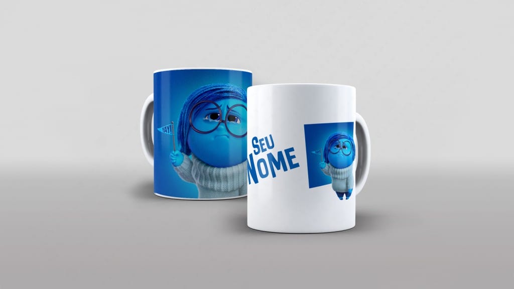Arte divertidamente 2 dois tristeza com nome para caneca-6136