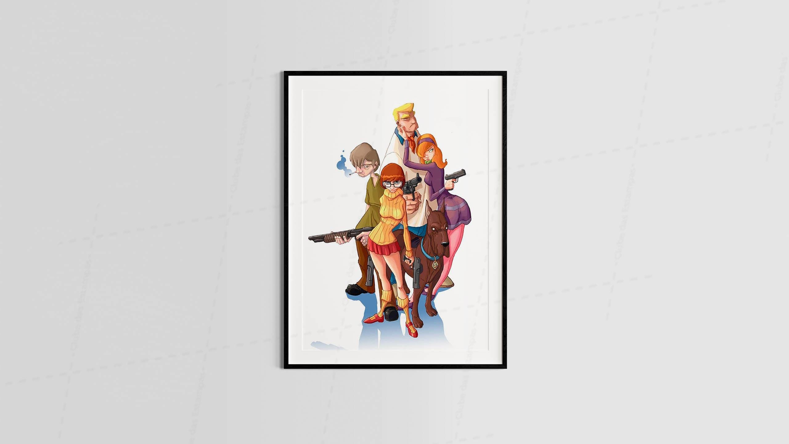 Arte scoob doo estilo desenho animado geek maneira - para quadros e placas decorativos (16-6324