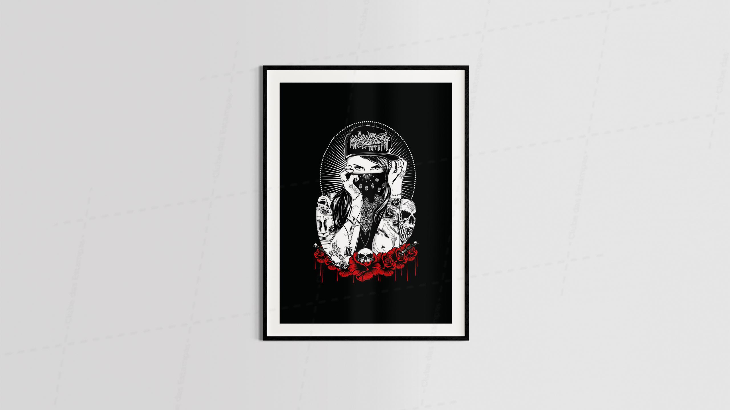 Arte mulher tatuagem tatto rosas tema alternativo diversos pra quadros e placas-6433