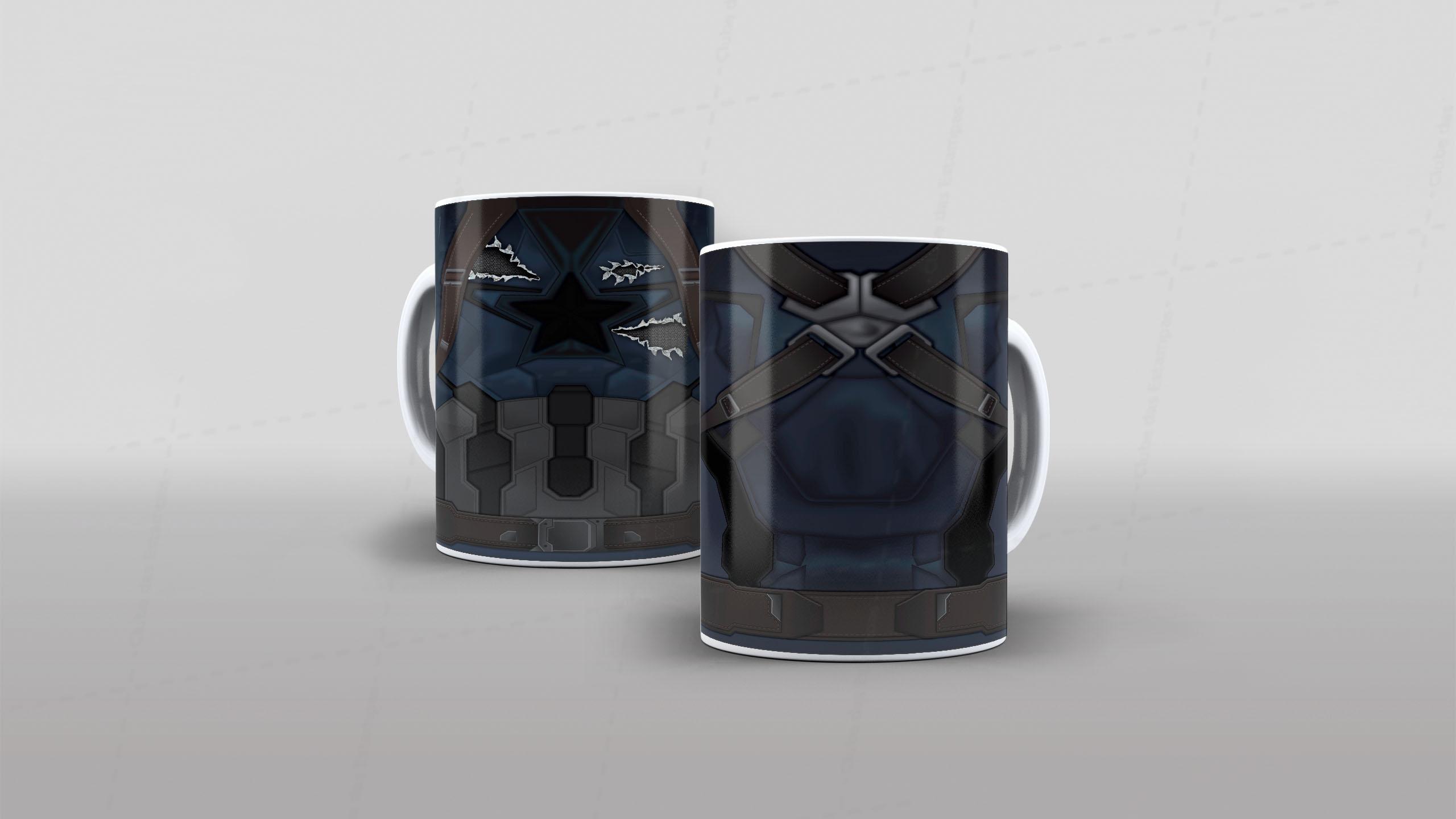 Arte caneca camiseta corpo roupa herois DC capitao america black-6544