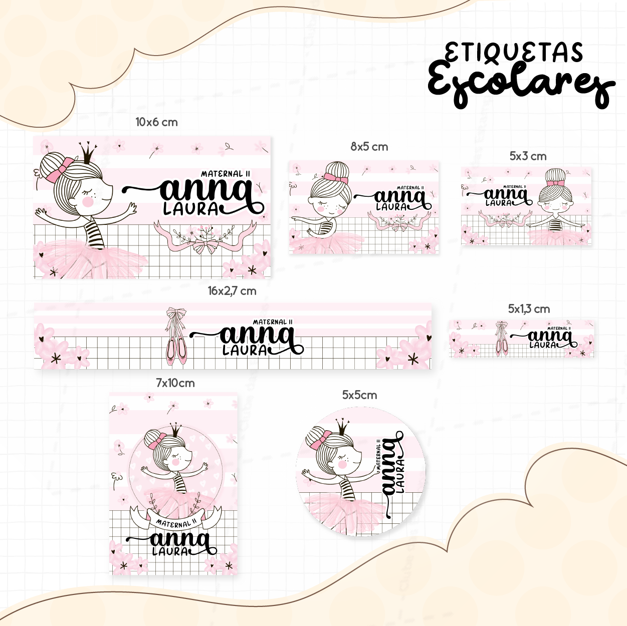 Arte etiquetas escolares Ballet Com nome personalizado-7911