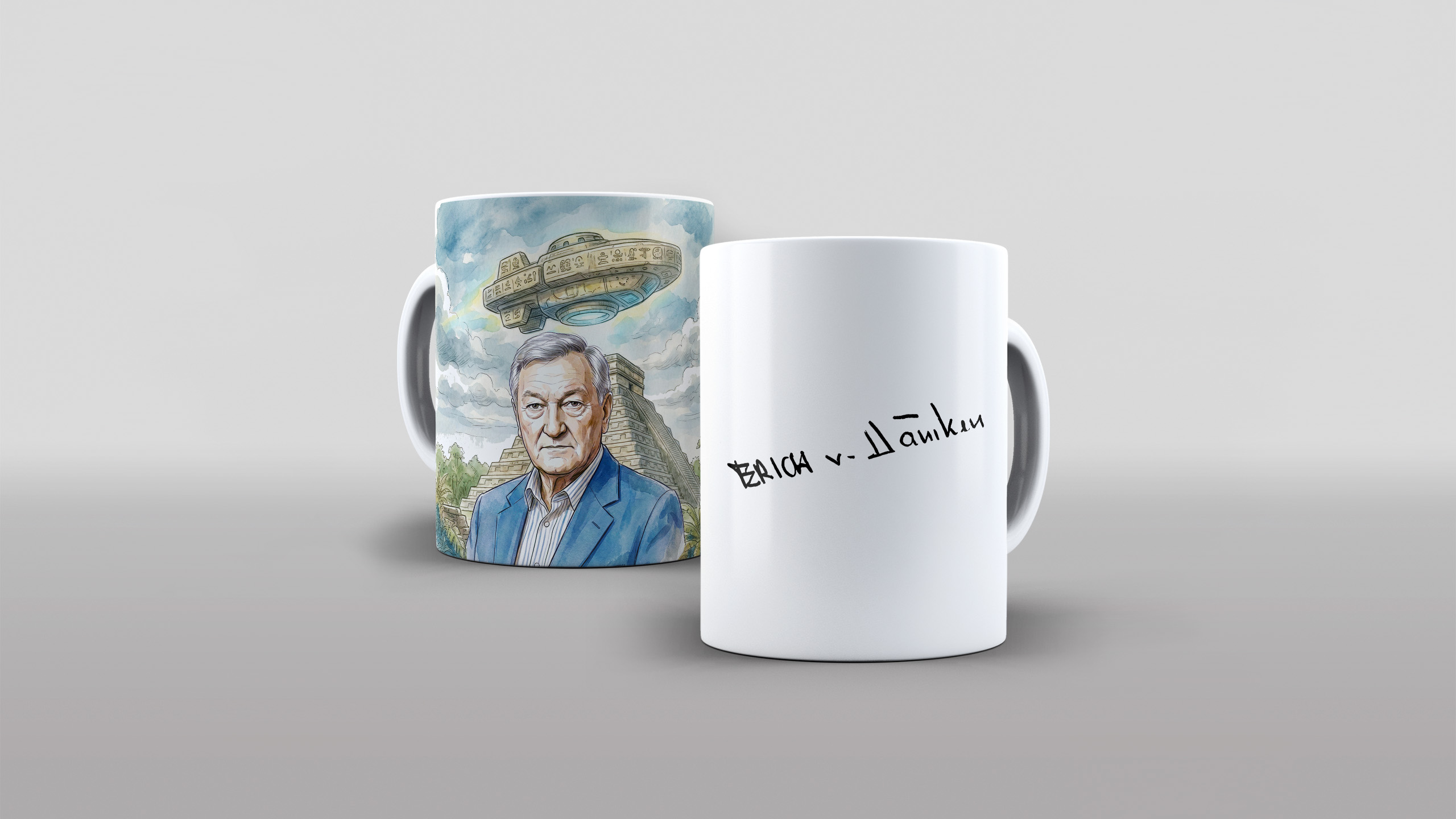 Arte Homenagem Autografo Erich Von Daniken Eram Deuses Ou Astronautas Pra Caneca Plus-13