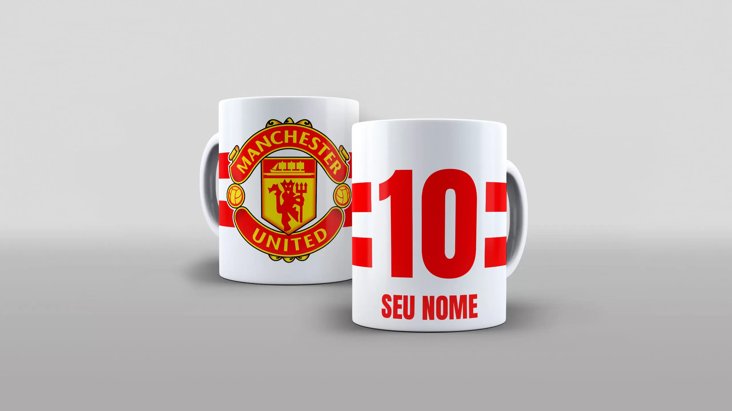 Arte Manchester United com nome para caneca
