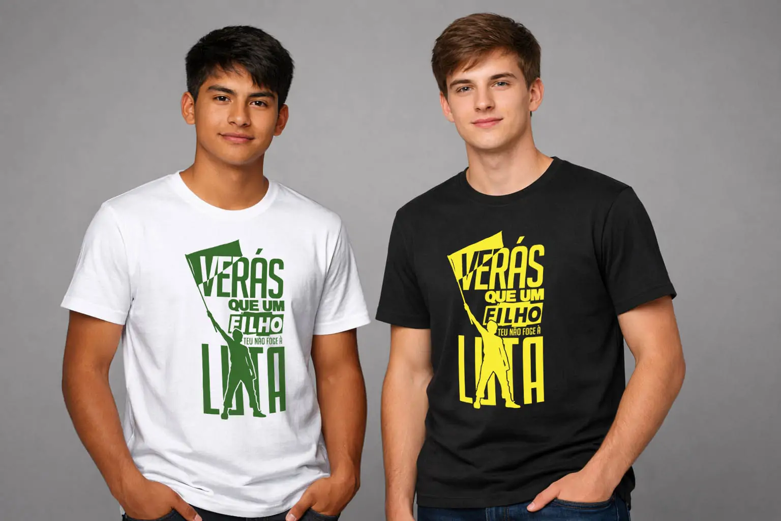 Arte para camiseta verás que um filho teu não foge à luta