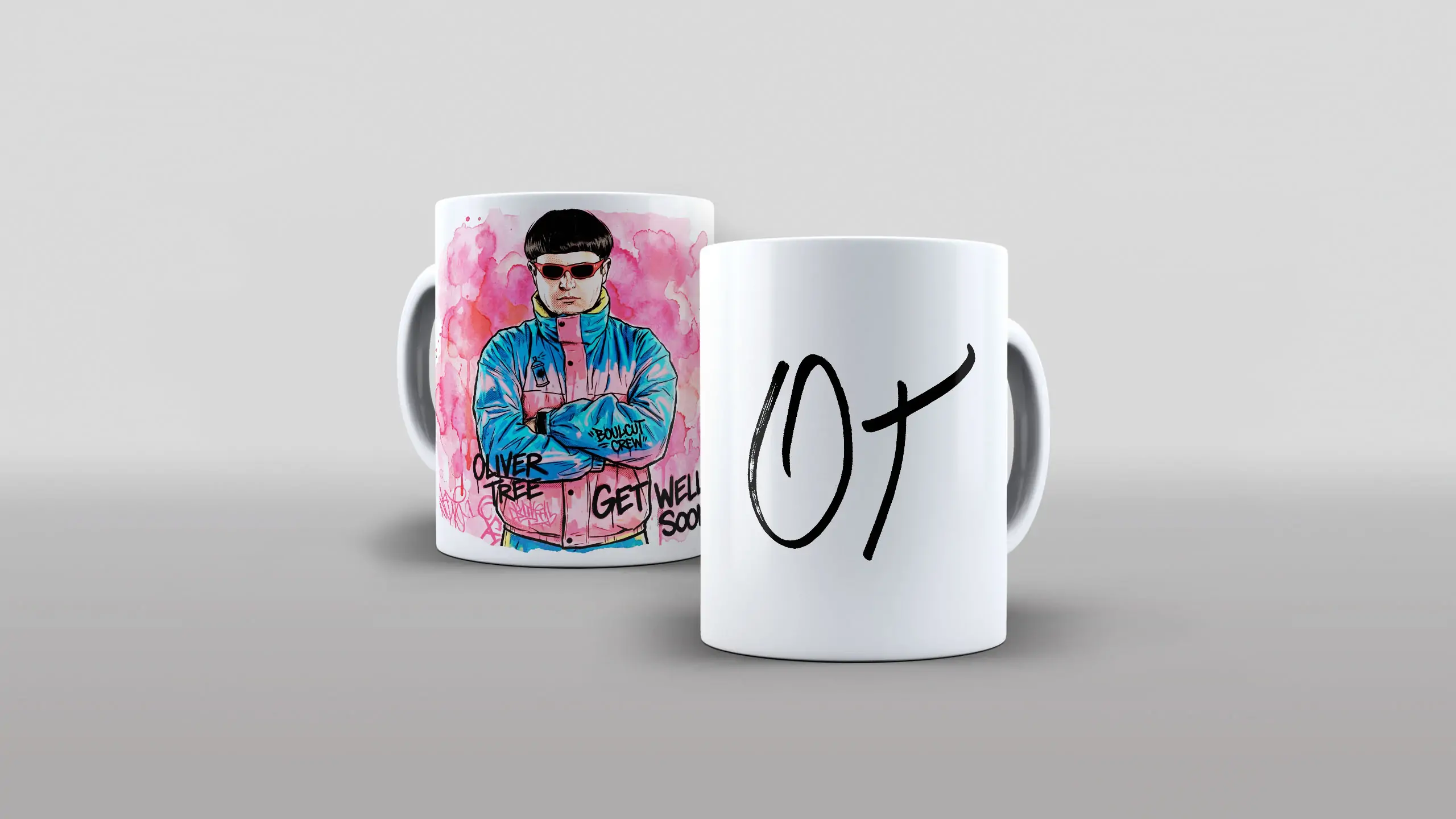 Arte assinatura autografo Oliver Tree para caneca